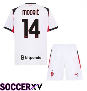 AC Milan (Modrić 14) Kids Away Soccer Jersey White 2025/2026