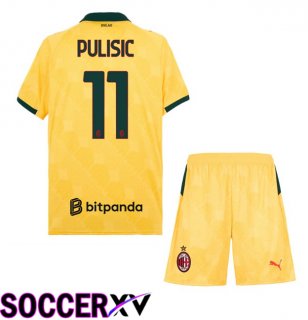 AC Milan (Pulisic 11) Kids Third Soccer Jersey Yellow 2025/2026