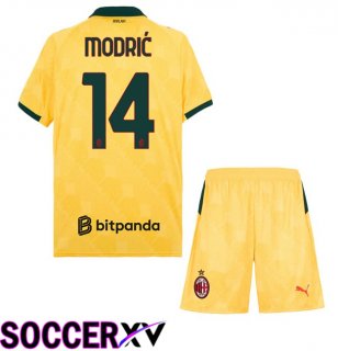 AC Milan (Modrić 14) Kids Third Soccer Jersey Yellow 2025/2026