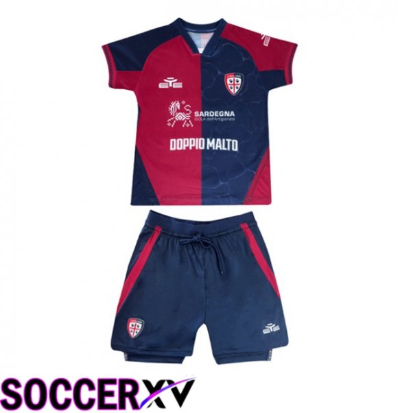 Cagliari Calcio Kids Home Soccer Jersey Blue Red 2025/2026