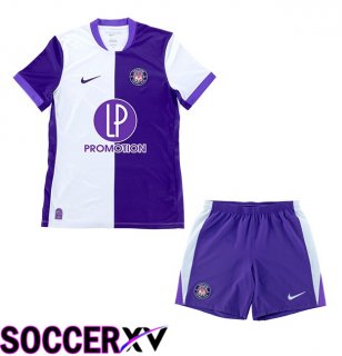 Toulouse Kids Home Soccer Jersey Purple White 2025/2026