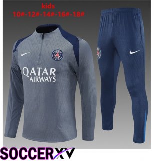 Paris PSG Kids kit Training Tracksuit Grey 2025/2026