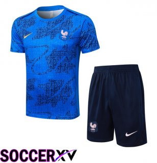 France kit Training T Shirt + Shorts Blue 2025/2026
