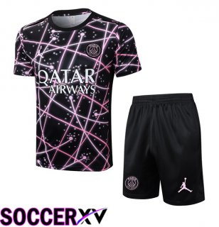 Jordan Paris PSG kit Training T Shirt + Shorts Black 2025/2026