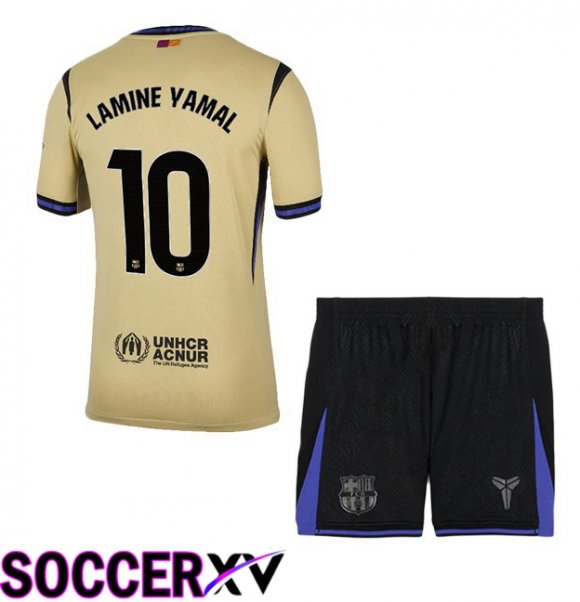 FC Barcelona (LAMINE YAMAL 10) Kids Away Soccer Jersey Yellow 2025/2026