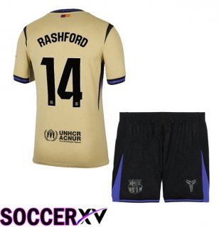 FC Barcelona (RASHFORD 14) Kids Away Soccer Jersey Yellow 2025/2026