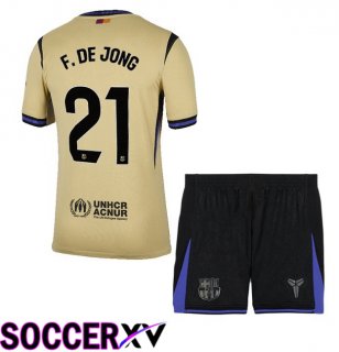 FC Barcelona (F. DE JONG 21) Kids Away Soccer Jersey Yellow 2025/2026
