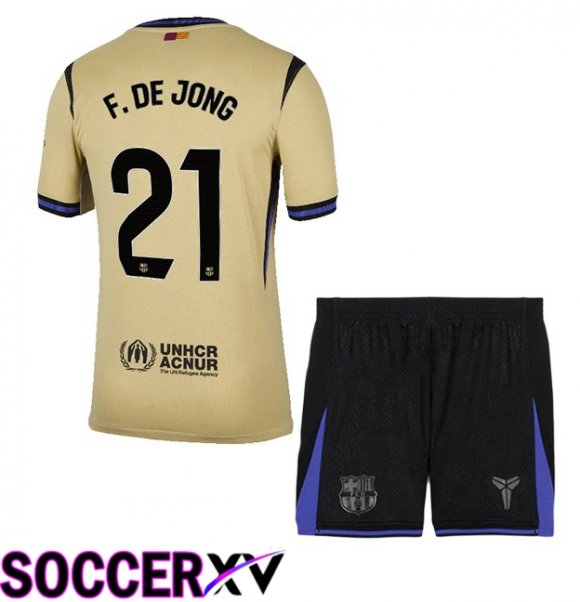 FC Barcelona (F. DE JONG 21) Kids Away Soccer Jersey Yellow 2025/2026