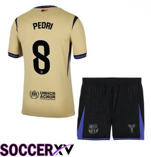 FC Barcelona (PEDRI 8) Kids Away Soccer Jersey Yellow 2025/2026