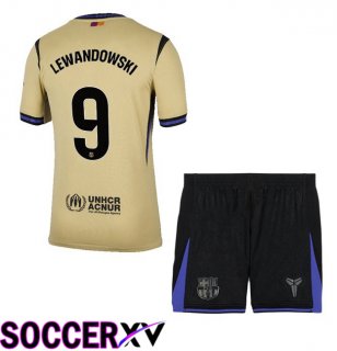 FC Barcelona (LEWANDOWSKI 9) Kids Away Soccer Jersey Yellow 2025/2026