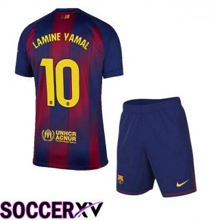 FC Barcelona (LAMINE YAMAL 10) Kids Home Soccer Jersey Blue Red 2025/2026