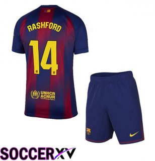 FC Barcelona (RASHFORD 14) Kids Home Soccer Jersey Blue Red 2025/2026