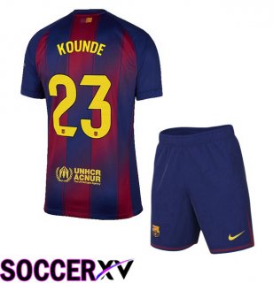 FC Barcelona (KOUNDE 23) Kids Home Soccer Jersey Blue Red 2025/2026