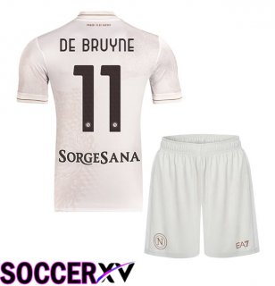 SSC Napoli (Kevin De Bruyne 11) Kids Away Soccer Jersey White 2025/2026