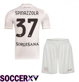 SSC Napoli (Leonardo Spinazzola 37) Kids Away Soccer Jersey White 2025/2026