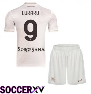 SSC Napoli (Romelu Lukaku 9) Kids Away Soccer Jersey White 2025/2026