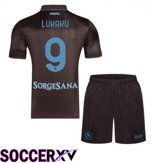 SSC Napoli (Romelu Lukaku 9) Kids Third Soccer Jersey Brown 2025/2026