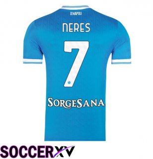 SSC Napoli (David Neres 7) Home Soccer Jersey Blue 2025/2026