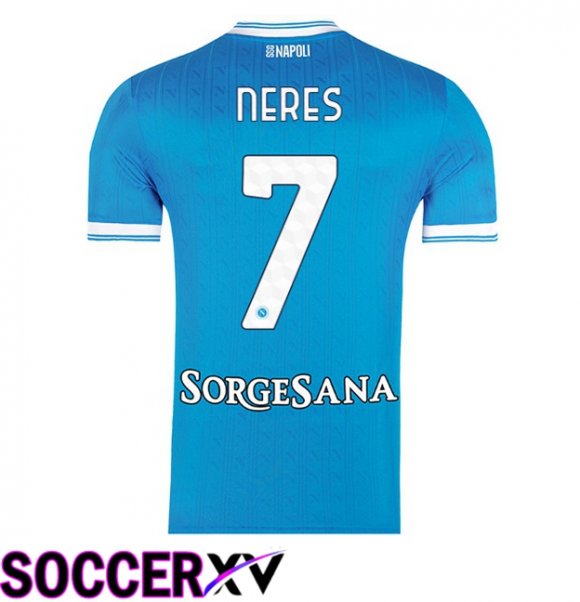 SSC Napoli (David Neres 7) Home Soccer Jersey Blue 2025/2026