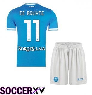 SSC Napoli (Kevin De Bruyne 11) Kids Home Soccer Jersey Blue 2025/2026