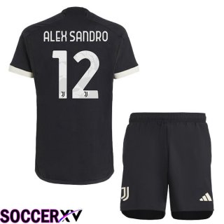 Juventus (ALEX SANDRO 12) Kids Juventus Third Soccer Jersey Black 2023/2024