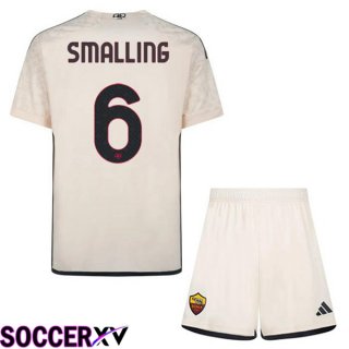 AS Roma (SMALLING 6) Kids Kids Away Soccer Jersey Yellow 2023/2024