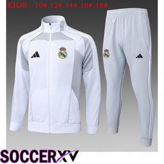 Ensemble Veste Survetement de Foot Real Madrid Enfant Blanc 2025/2026