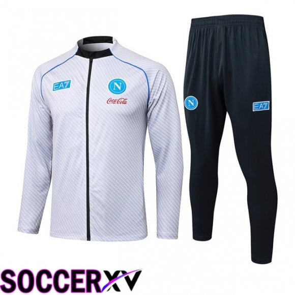Ensemble Veste Survetement de Foot SSC Naples Blanc 2025/2026
