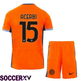 Inter Milan (ACERBI 15) Kids Soccer Jersey Third Orange 2023/2024