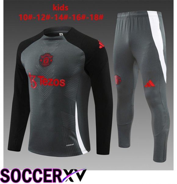 Manchester United Kids kit Training Tracksuit Grey 2024/2025