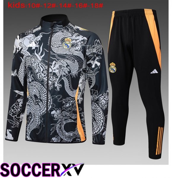 Real Madrid Kids kit Training Jacket Suit Black 2024/2025