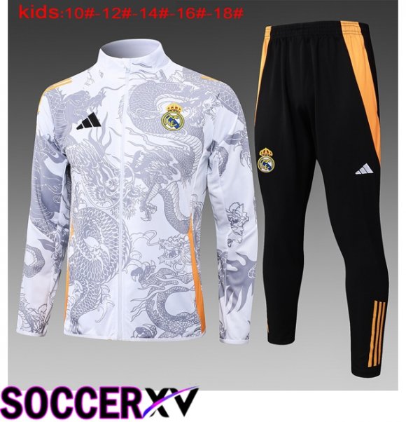 Real Madrid Kids kit Training Jacket Suit White 2024/2025
