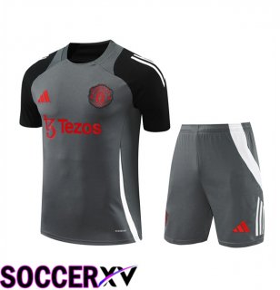 Manchester United kit Training T Shirt + Shorts Grey 2024/2025
