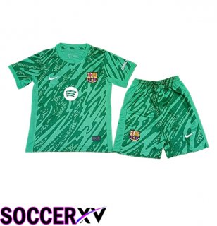 Barcelona Kids Goalkeeper Soccer Jersey Green 2024/2025