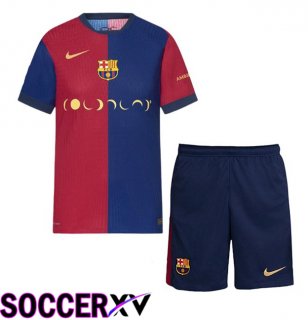 FC Barcelona Kids Home Soccer Jersey COLDPLAY Blue Red 2024/2025