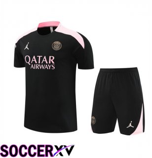 Paris PSG kit Training T Shirt + Shorts Black 2024/2025