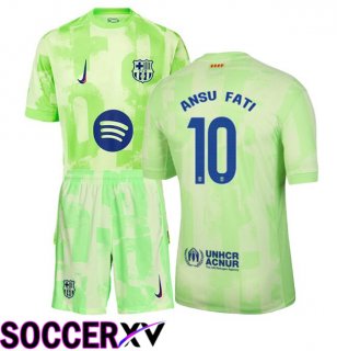 FC Barcelona (ANSU FATI 10) Kids Third Soccer Jersey Green 2024/2025