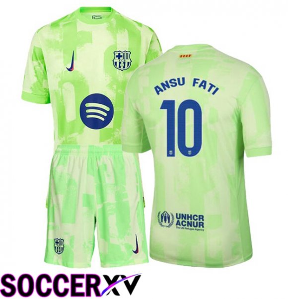 FC Barcelona (ANSU FATI 10) Kids Third Soccer Jersey Green 2024/2025