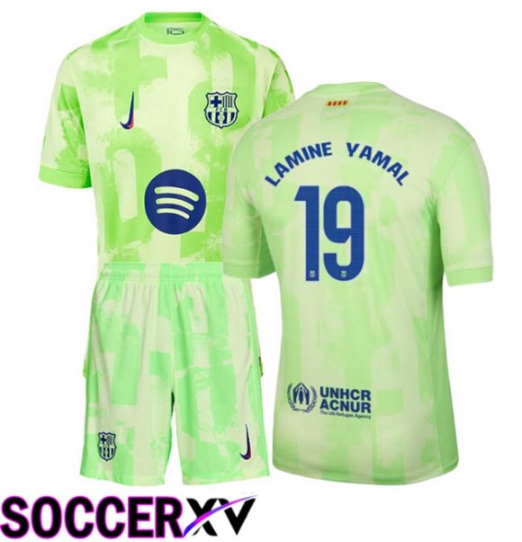 FC Barcelona (LAMINE YAMAL 19) Kids Third Soccer Jersey Green 2024/2025