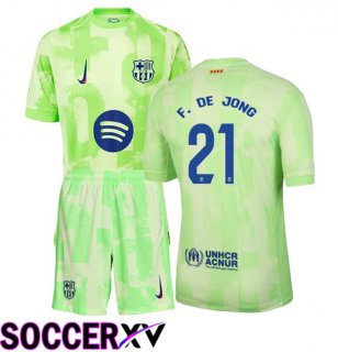 FC Barcelona (F. DE JONG 21) Kids Third Soccer Jersey Green 2024/2025