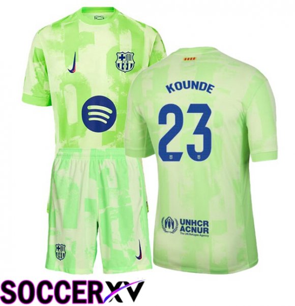 FC Barcelona (KOUNDE 23) Kids Third Soccer Jersey Green 2024/2025