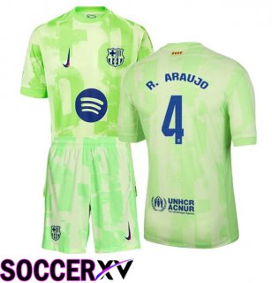 FC Barcelona (R. ARAUJO 4) Kids Third Soccer Jersey Green 2024/2025