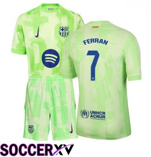 FC Barcelona (FERRAN 7) Kids Third Soccer Jersey Green 2024/2025