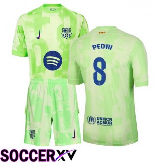 FC Barcelona (PEDRI 8) Kids Third Soccer Jersey Green 2024/2025