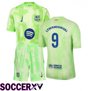 FC Barcelona (LEWANDOWSKI 9) Kids Third Soccer Jersey Green 2024/2025