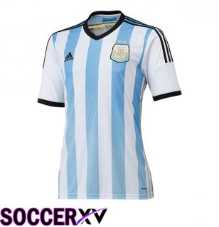 Argentina Retro Home Soccer Jersey White Blue 2014