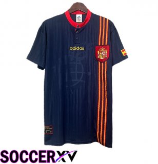 Spain Retro Away Soccer Jersey Blue Royal 1996