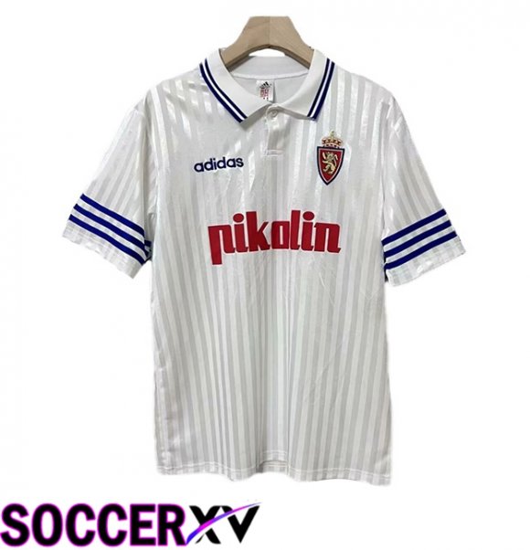 Real Zaragoza Retro Home Soccer Jersey White 1995-1996