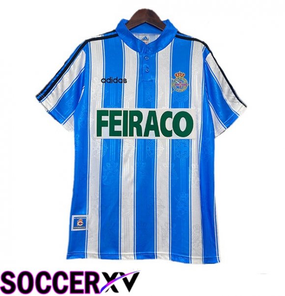 Deportivo de La Coruna Retro Home Soccer Jersey Blue White 1997-1998