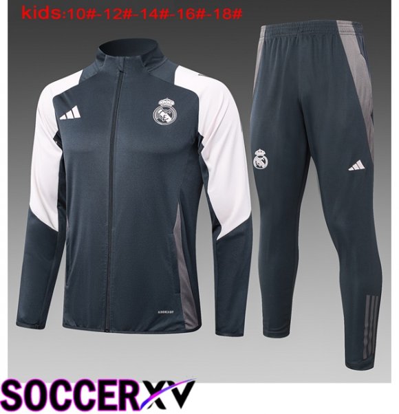Real Madrid Kids kit Training Jacket Suit Grey 2024/2025